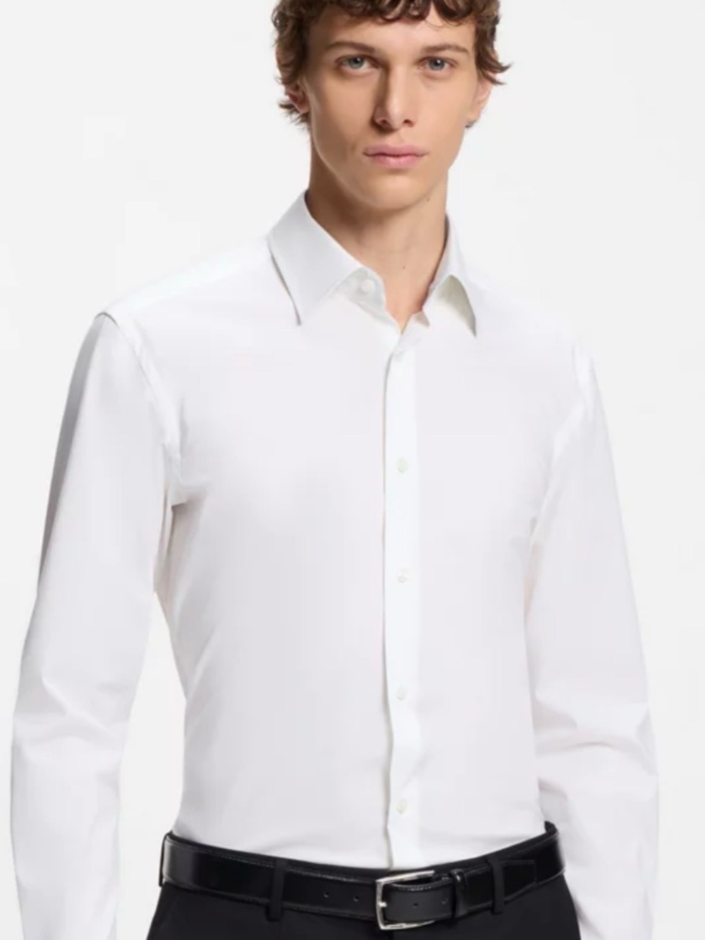 Hugo Boss Men's White Dress Shirt - Classic Spread Collar - Sharp Fit